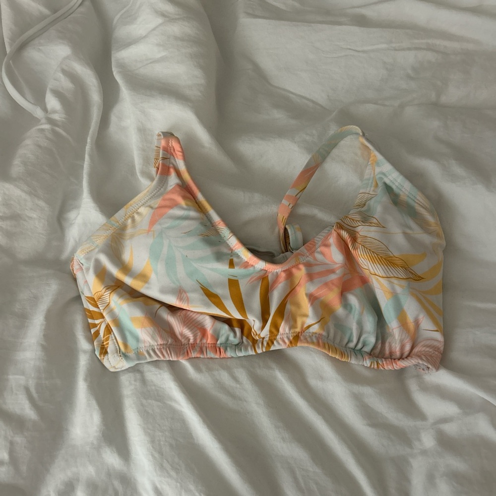 Floral bikini top.